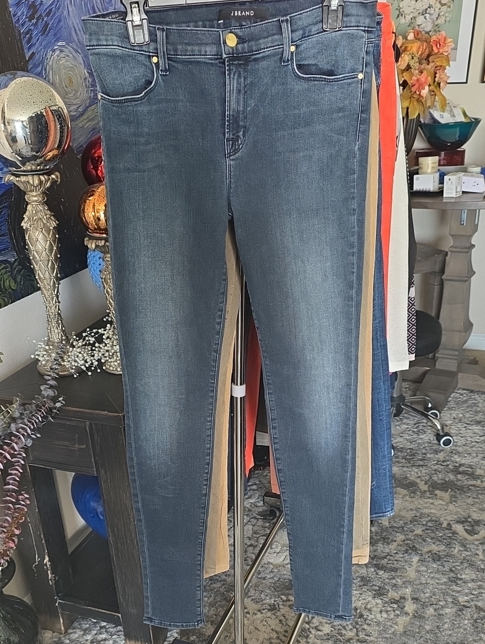 J Brand Dark Blue Skinny Jeans with Subtle Fading "CRUSH"